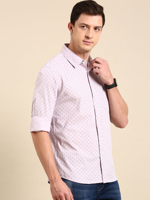 Lavender Printed Full Sleeves Shirt